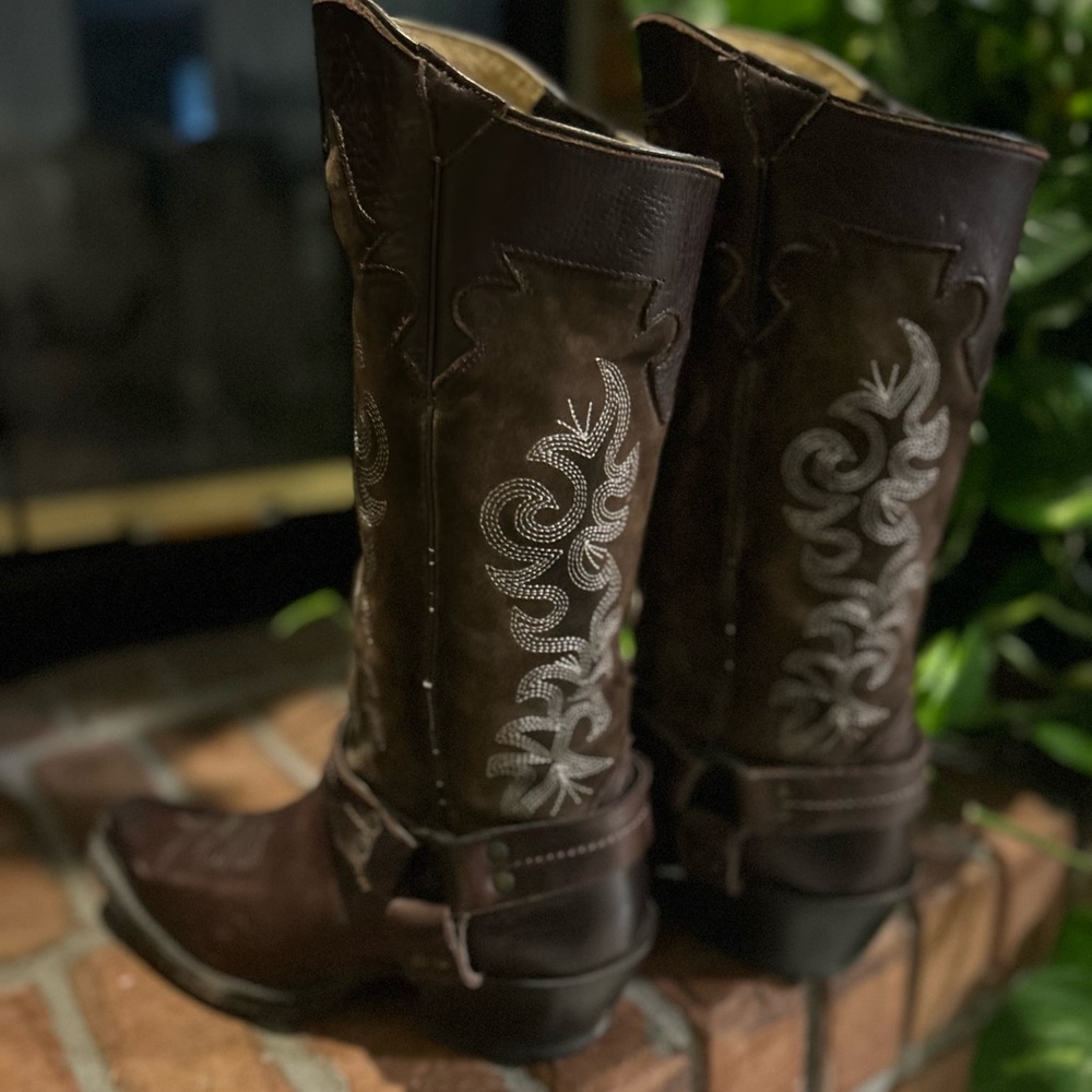 Frye Brown Leather Cowboy Boots